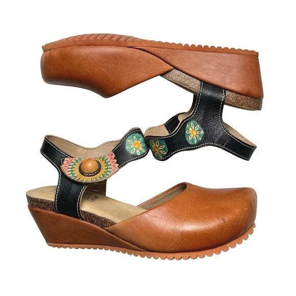 L’Artiste | Women | Glovely Art-To-Wear Boho Leather Wedge Sandals | Sz 6.5-7 - Picture 15 of 16